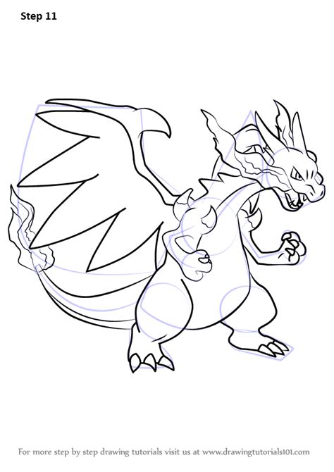 How to Draw Mega Charizard X from Pokemon .